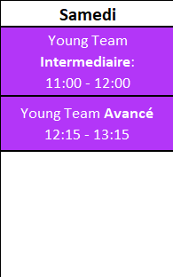 Emploi du temps samedi workshop